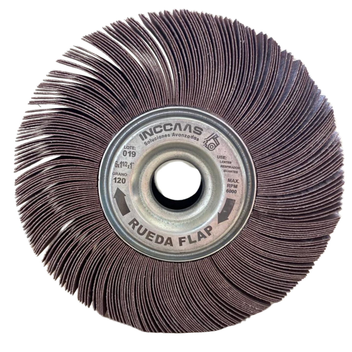 RUEDA FLAP INCCAAS P120X 6"x1.1/2"x1" CAJA DE 5 UND.