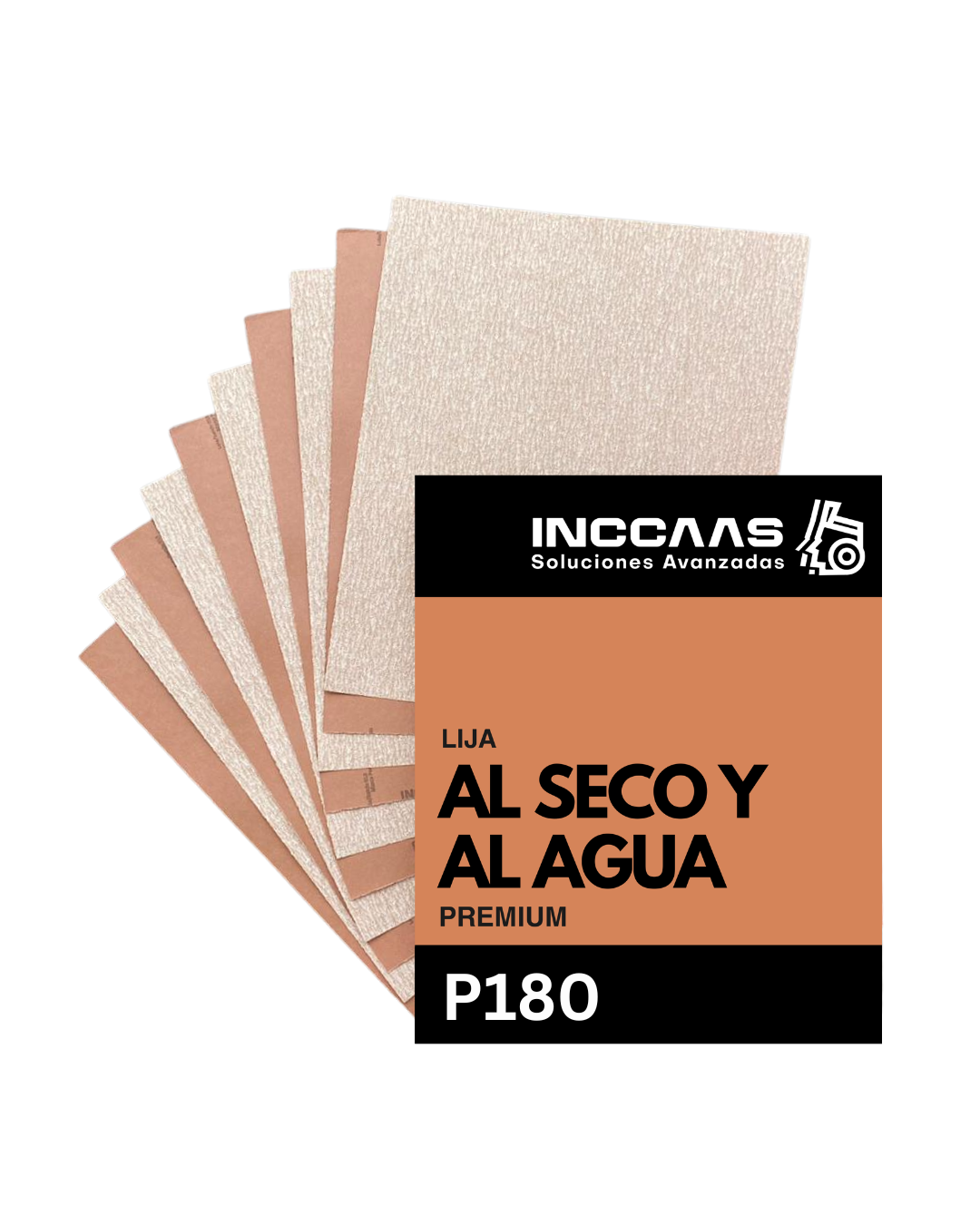 LIJA AL SECO Y AL AGUA INCCAAS P180 PAQUETE 50 HOJAS